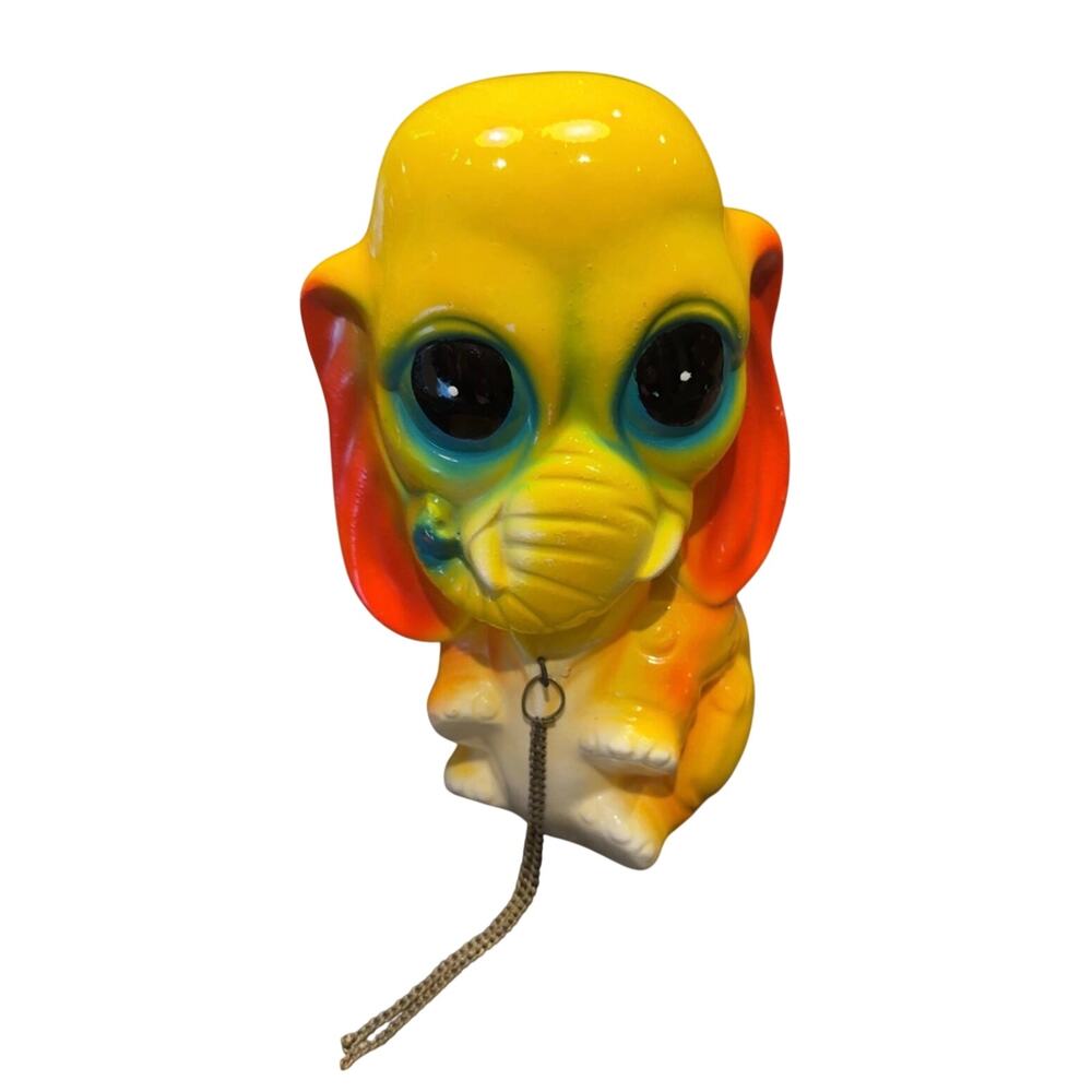 Rare Vintage Arty Freeman Big Eyed Elephant Figurine - Japan Psychedelic Kitsch